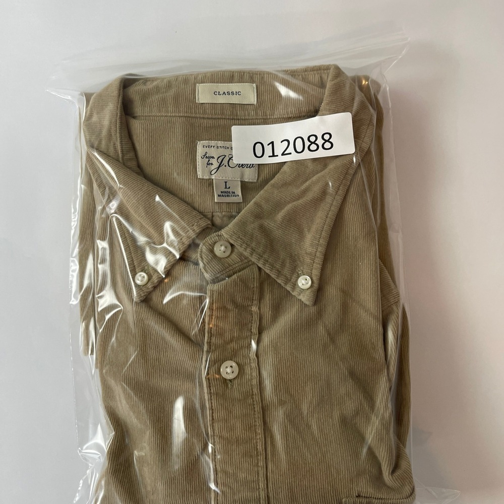 J Crew Shirt Mens Large Beige Corduroy Pinwale Outdoor Preppy Gorpcore Cabin - Picture 8 of 8